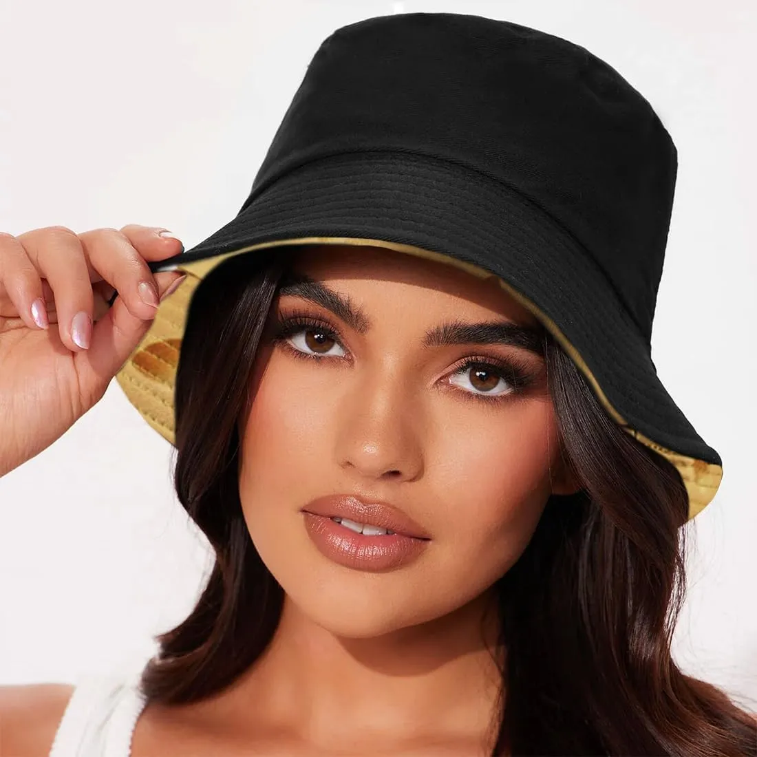 Bucket Hat Beach Sun Hat Fishing Hat for Women Men, Outdoor Travel Reversible Double Side Wear Fisherman Hat