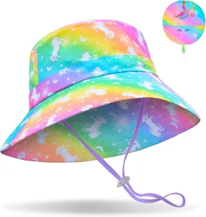 Bucket Hat for Kids Anti-UV Toddler Girls Sun Hats Wide Brim UPF 50  Sun Protection Beach Hat for 2-9 Years