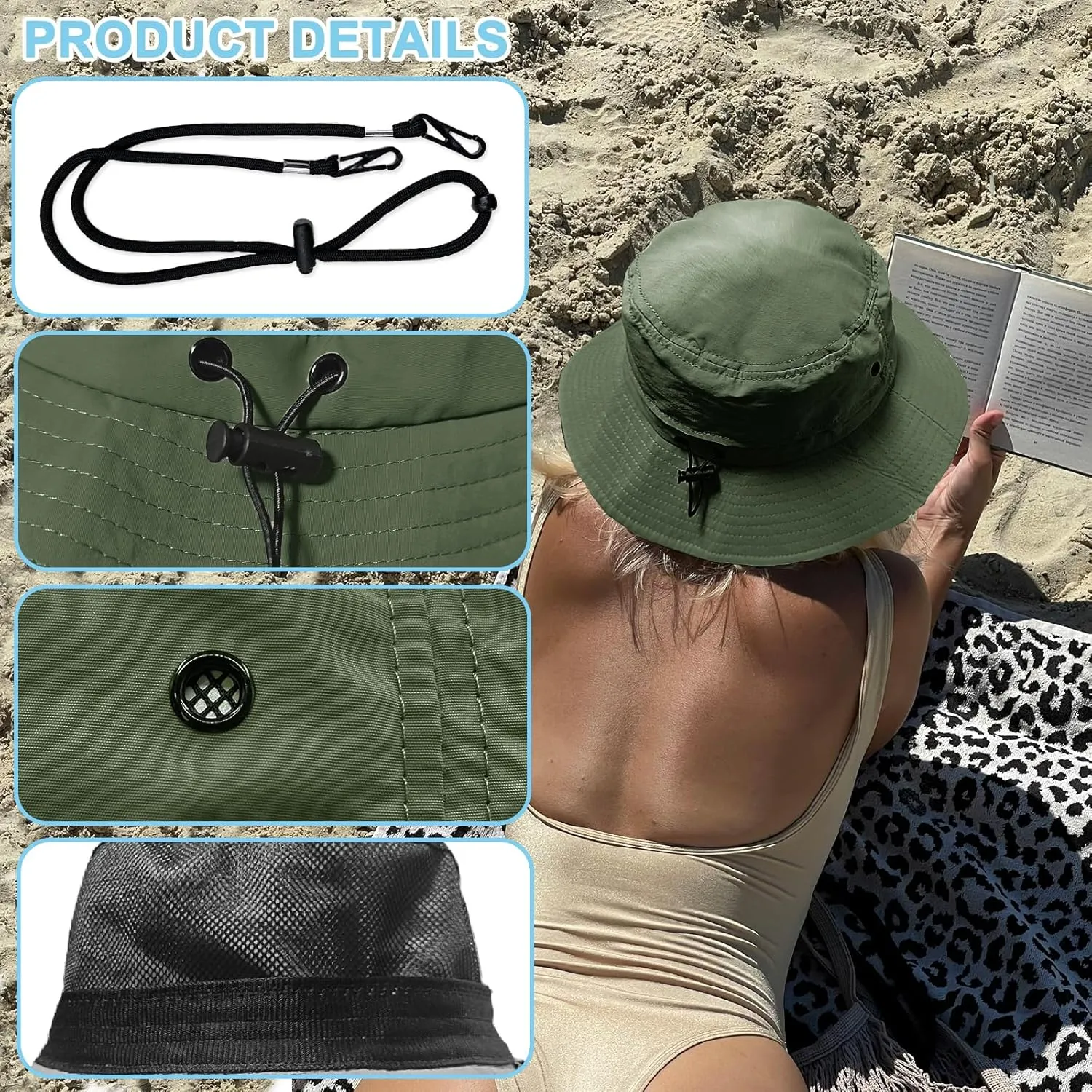 Bucket Hat for Men Packable Sun hat Quick Dry Mesh Breathable UV Protection Boonie Hat for Fishing Hiking Beach Safari