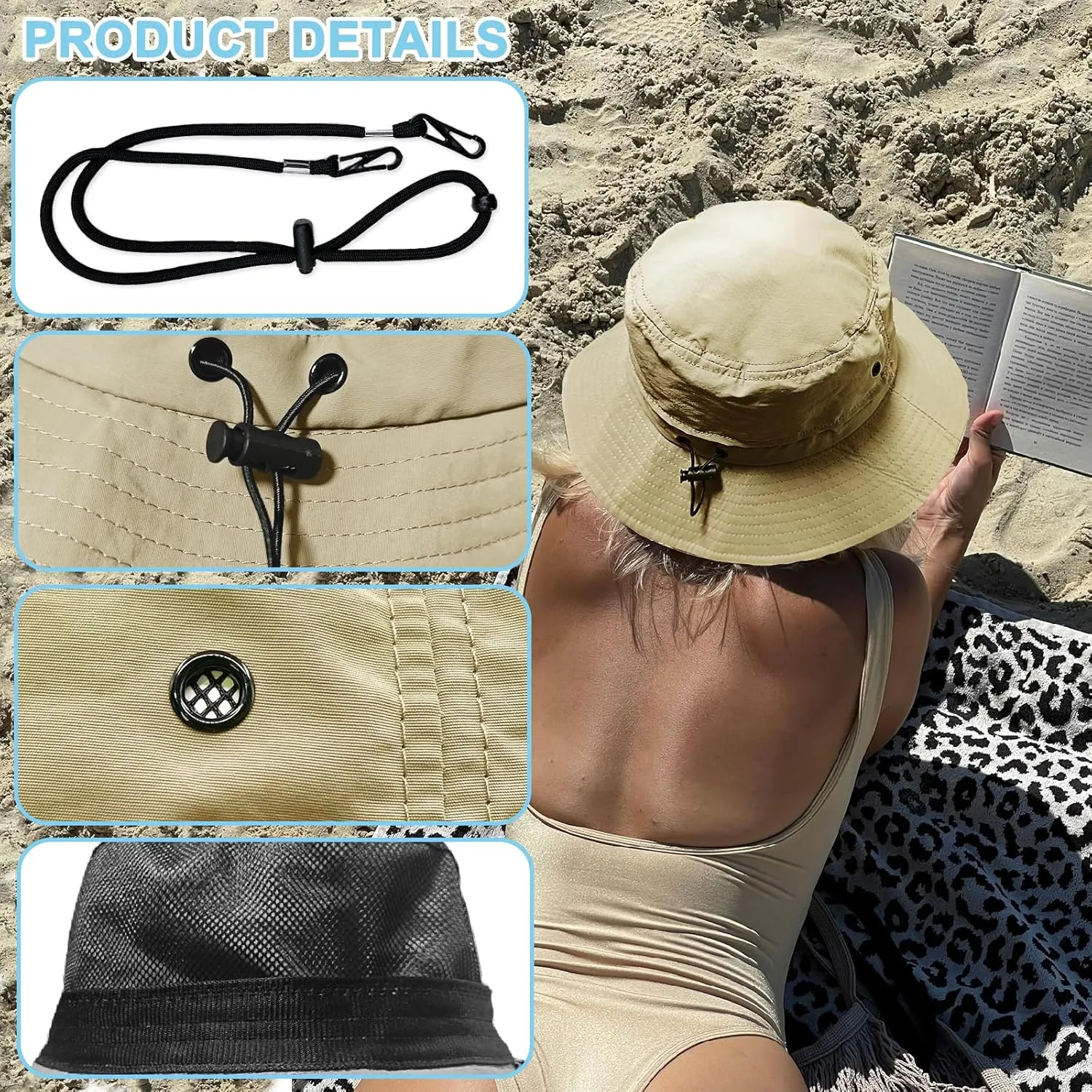 Bucket Hat for Men Packable Sun hat Quick Dry Mesh Breathable UV Protection Boonie Hat for Fishing Hiking Beach Safari