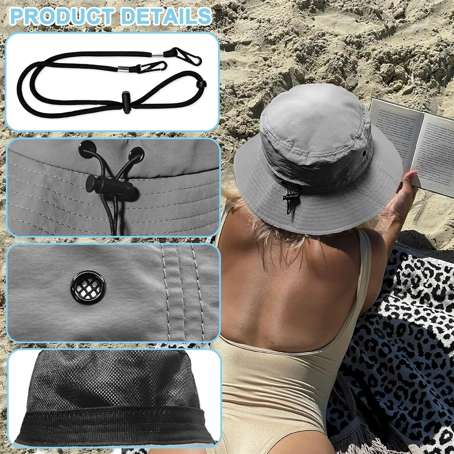 Bucket Hat for Men Packable Sun hat Quick Dry Mesh Breathable UV Protection Boonie Hat for Fishing Hiking Beach Safari