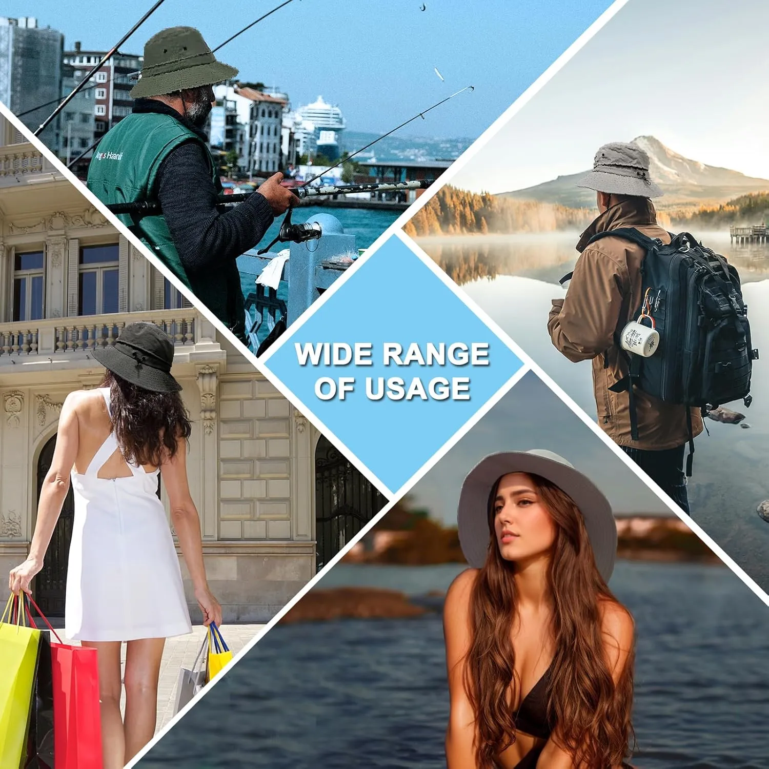 Bucket Hat for Men Packable Sun hat Quick Dry Mesh Breathable UV Protection Boonie Hat for Fishing Hiking Beach Safari