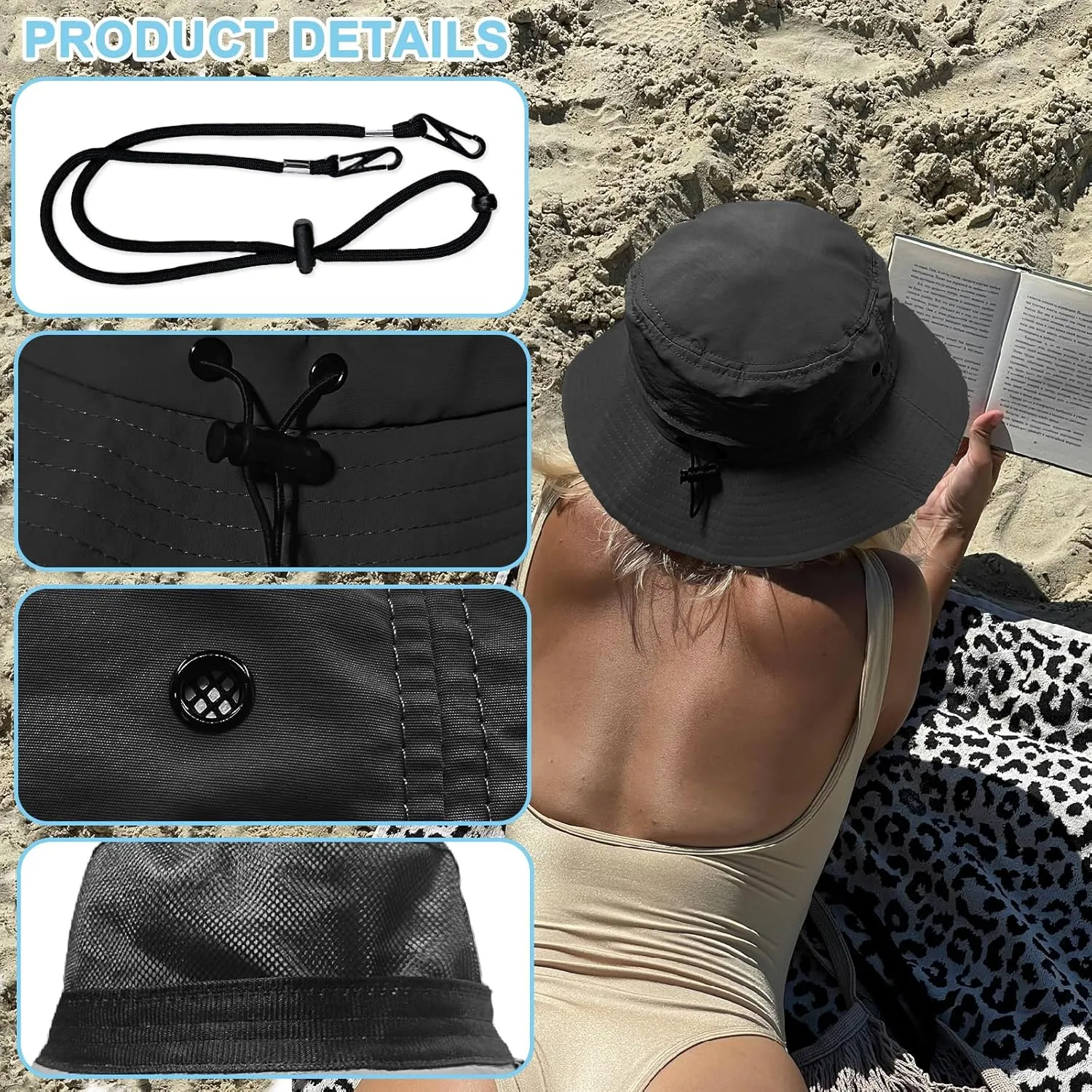 Bucket Hat for Men Packable Sun hat Quick Dry Mesh Breathable UV Protection Boonie Hat for Fishing Hiking Beach Safari