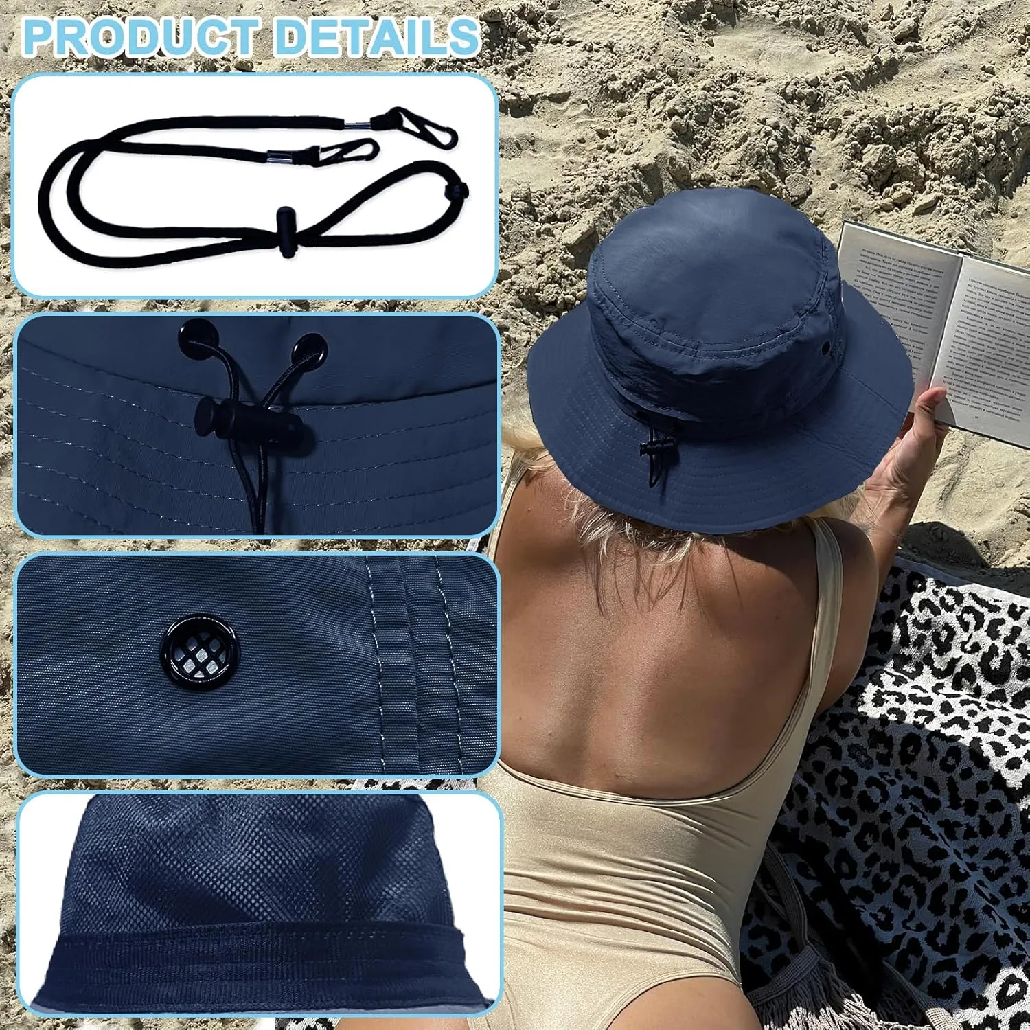 Bucket Hat for Men Packable Sun hat Quick Dry Mesh Breathable UV Protection Boonie Hat for Fishing Hiking Beach Safari