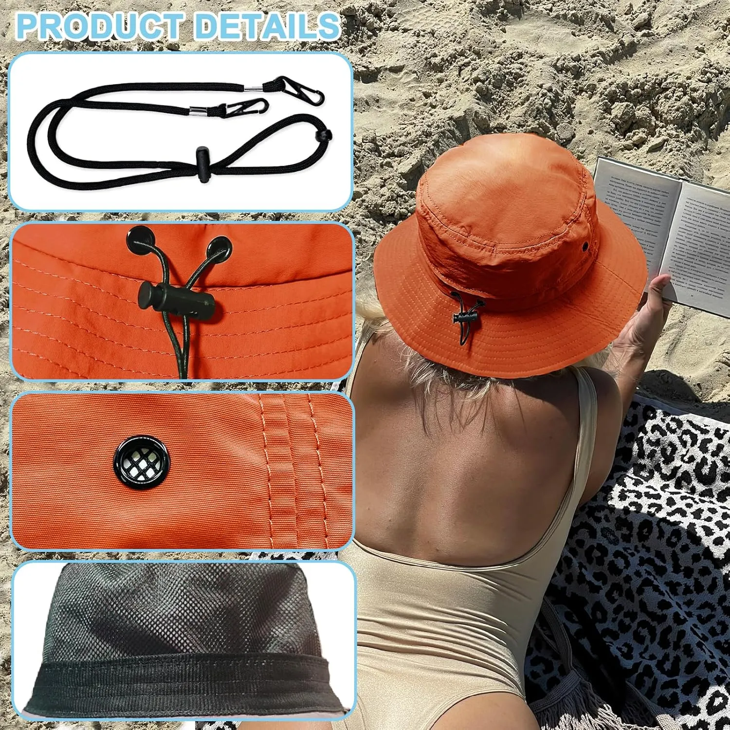 Bucket Hat for Men Packable Sun hat Quick Dry Mesh Breathable UV Protection Boonie Hat for Fishing Hiking Beach Safari
