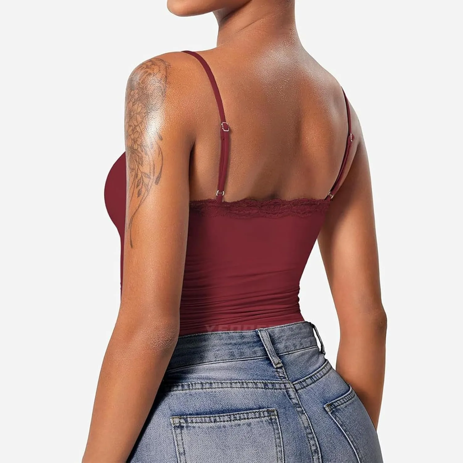 Camisole Tops for Women,Square Neck Lace Tank Tops Adjustable Spaghetti Straps Sleeveless Summer Outdoor Undershirt