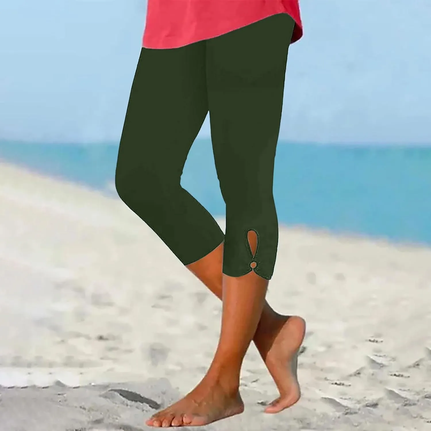 Capri Leggings for Women Summer Dressy Cropped Workout Yoga Leggings Stretch Pants High Waist Gym Compression Capris