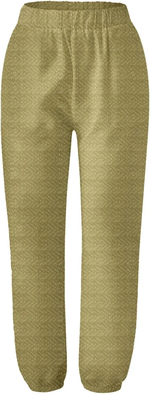 Capri Pants for Women Cotton Linen Elastic High Waisted Straight Leg Lounge Pants Casual Loose Summer Trousers
