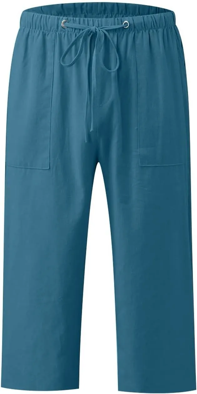 Capri Pants for Women High Waisted Drawstring Linen Pants Summer Capris Wide Leg Pant Casual Palazzo Pant