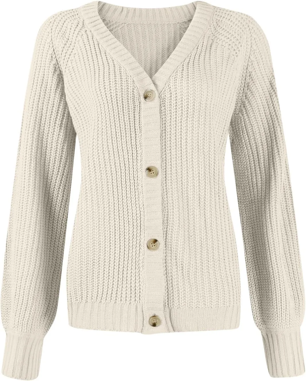 Cardigan Sweaters for Women Long Sleeve Button Down V-Neck Open Front Fall Sweaters Chunky Knit Outerwear Coats