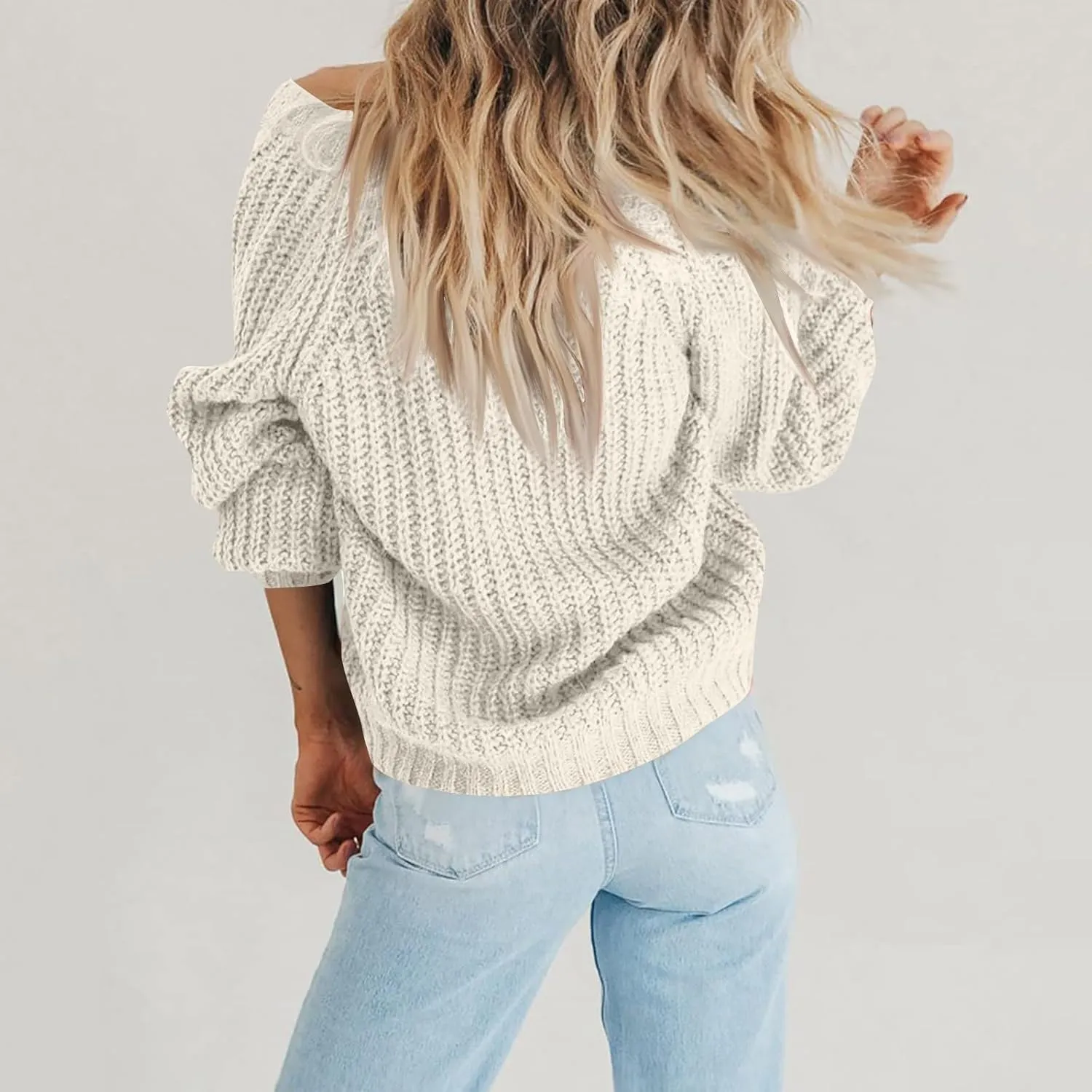 Cardigan Sweaters for Women Long Sleeve Button Down V-Neck Open Front Fall Sweaters Chunky Knit Outerwear Coats