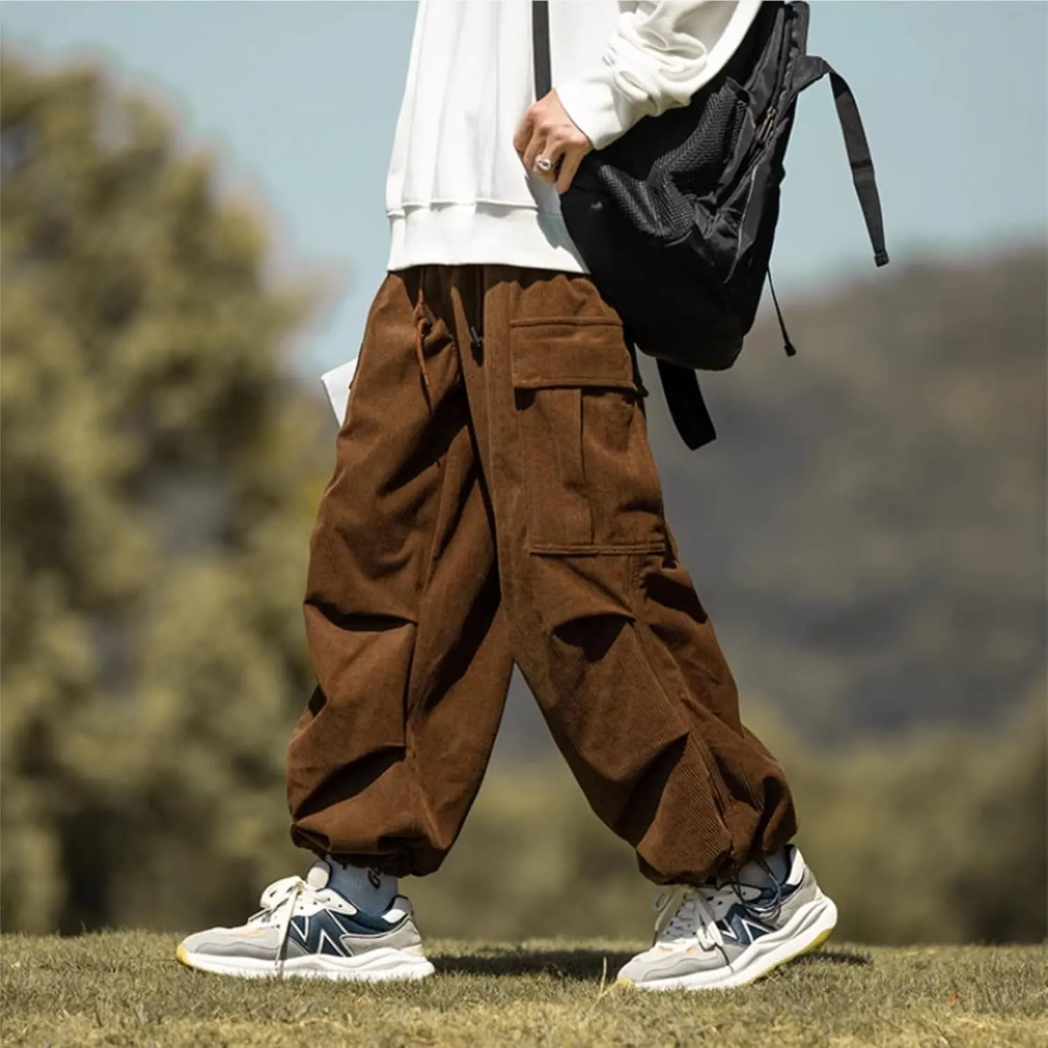 Cargo Pants for Men Baggy Cargo Pants Parachute Pants Trendy Stretchy High Waist Wide Leg Trousers with Pockets