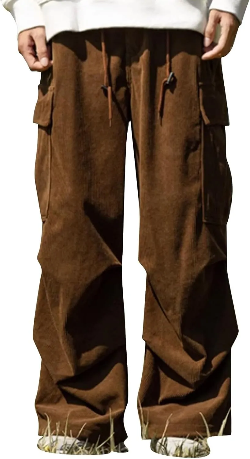 Cargo Pants for Men Baggy Cargo Pants Parachute Pants Trendy Stretchy High Waist Wide Leg Trousers with Pockets