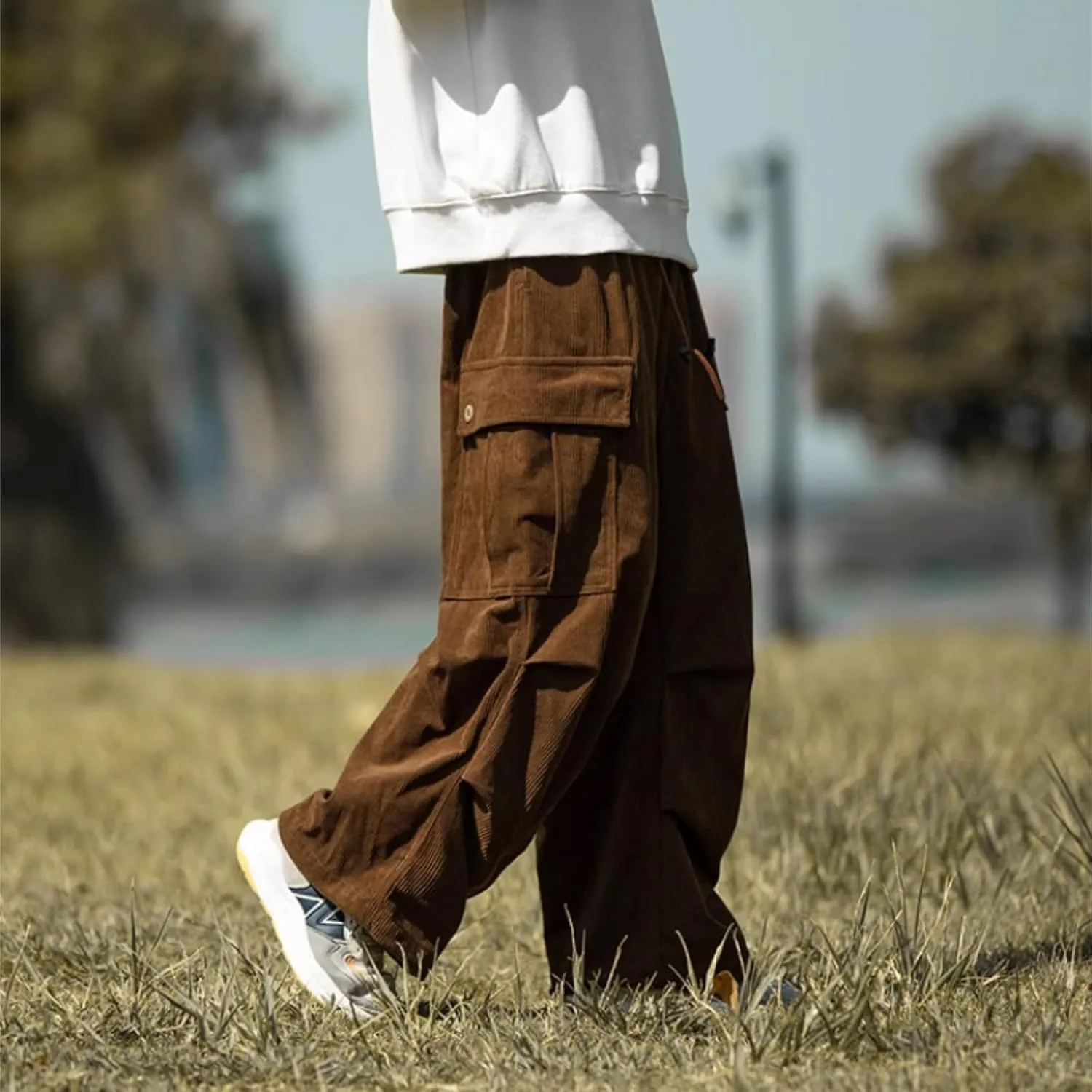 Cargo Pants for Men Baggy Cargo Pants Parachute Pants Trendy Stretchy High Waist Wide Leg Trousers with Pockets