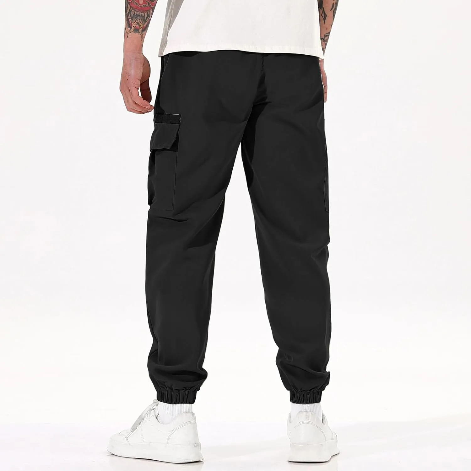 Cargo Pants for Men Drawstring Cotton Classic Work Pants Baggy Running Climbing Resistant Vintage Dress Pants Pockets