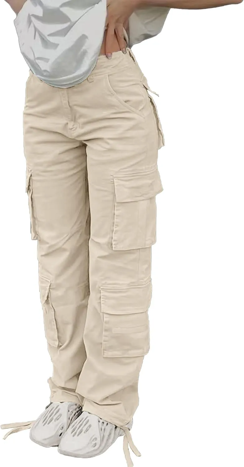Cargo Pants for Women High Waisted Casual Pants Baggy Y2k Straight Wide Leg Pants with Pockets Streetwear