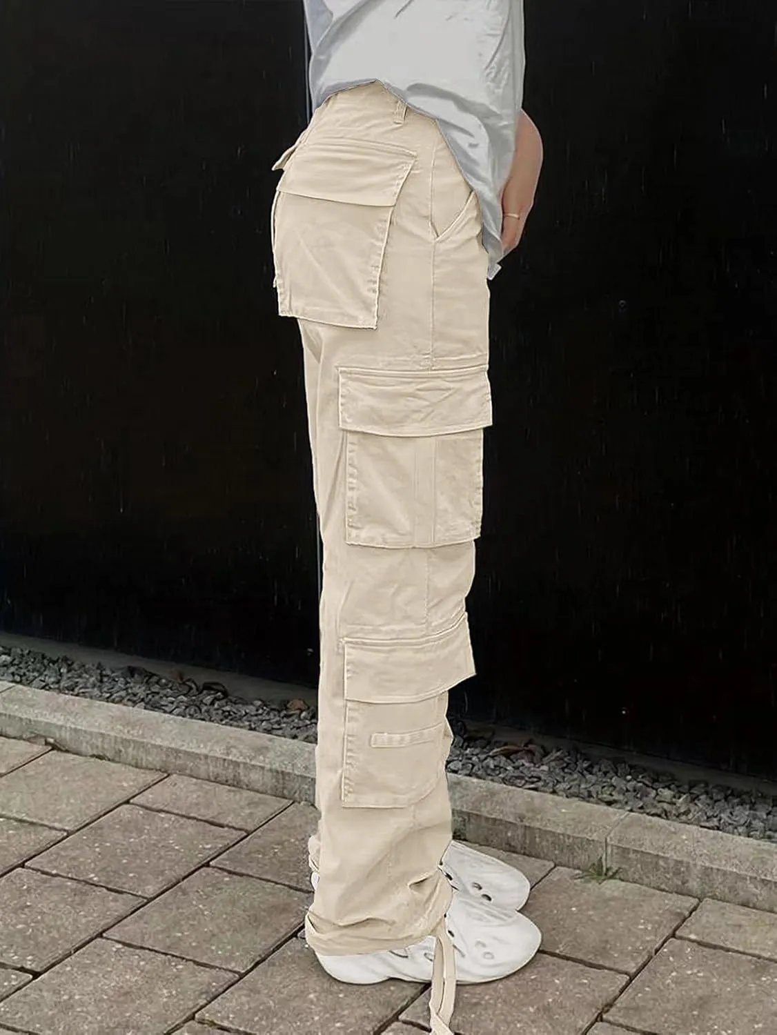 Cargo Pants for Women High Waisted Casual Pants Baggy Y2k Straight Wide Leg Pants with Pockets Streetwear