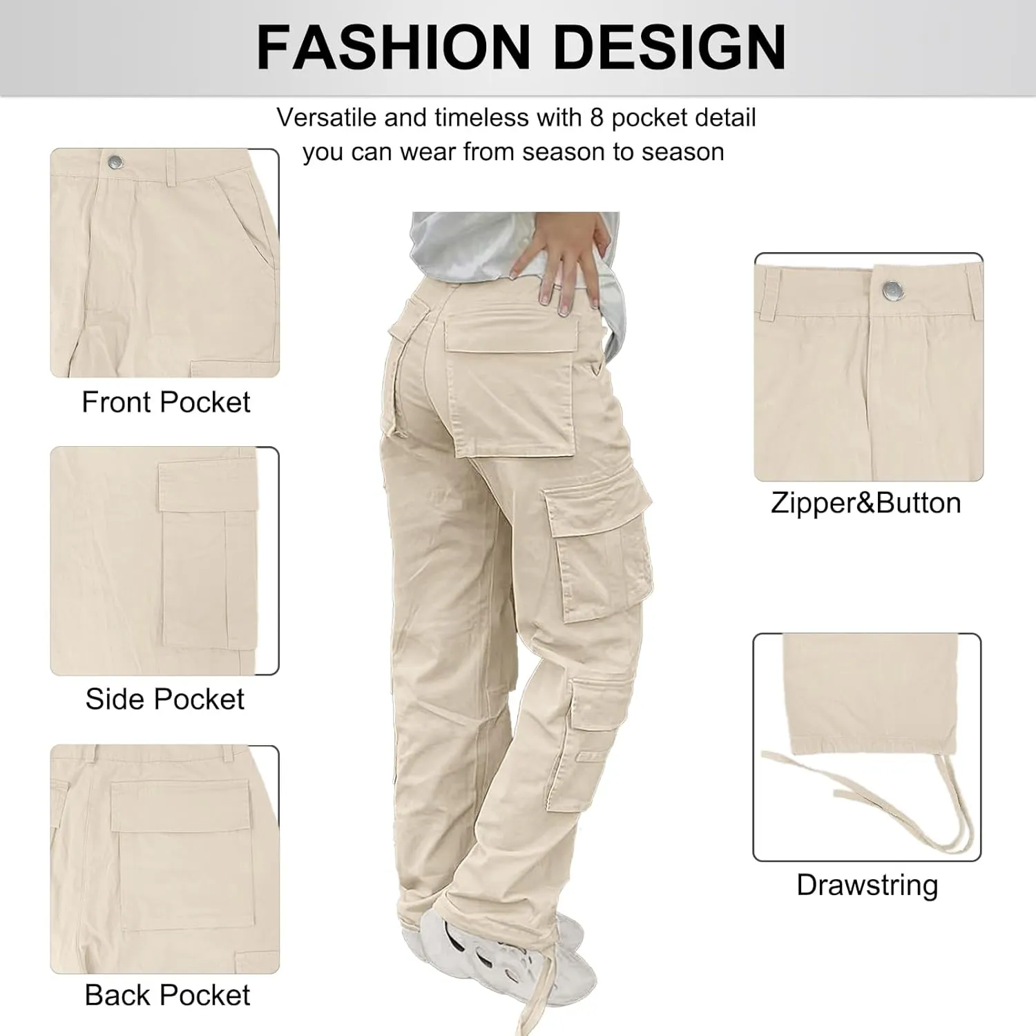 Cargo Pants for Women High Waisted Casual Pants Baggy Y2k Straight Wide Leg Pants with Pockets Streetwear