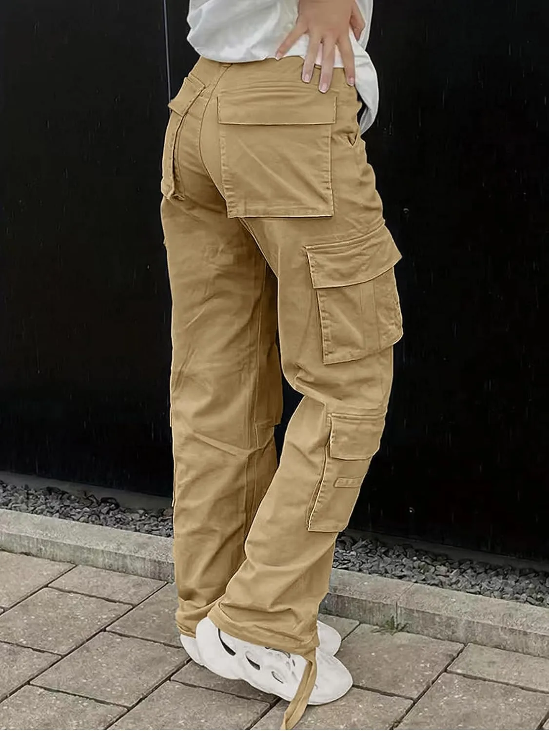 Cargo Pants for Women High Waisted Casual Pants Baggy Y2k Straight Wide Leg Pants with Pockets Streetwear