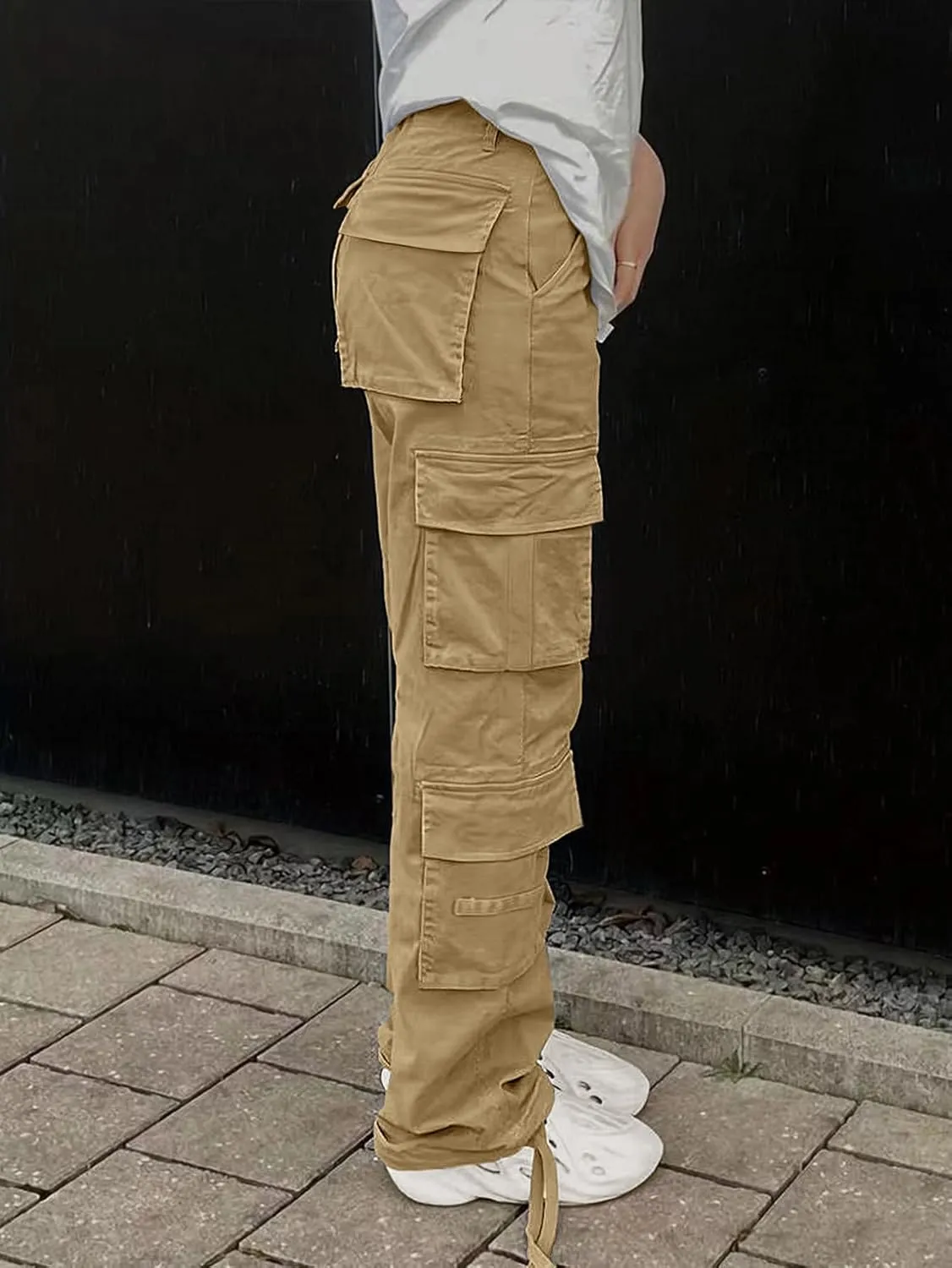Cargo Pants for Women High Waisted Casual Pants Baggy Y2k Straight Wide Leg Pants with Pockets Streetwear