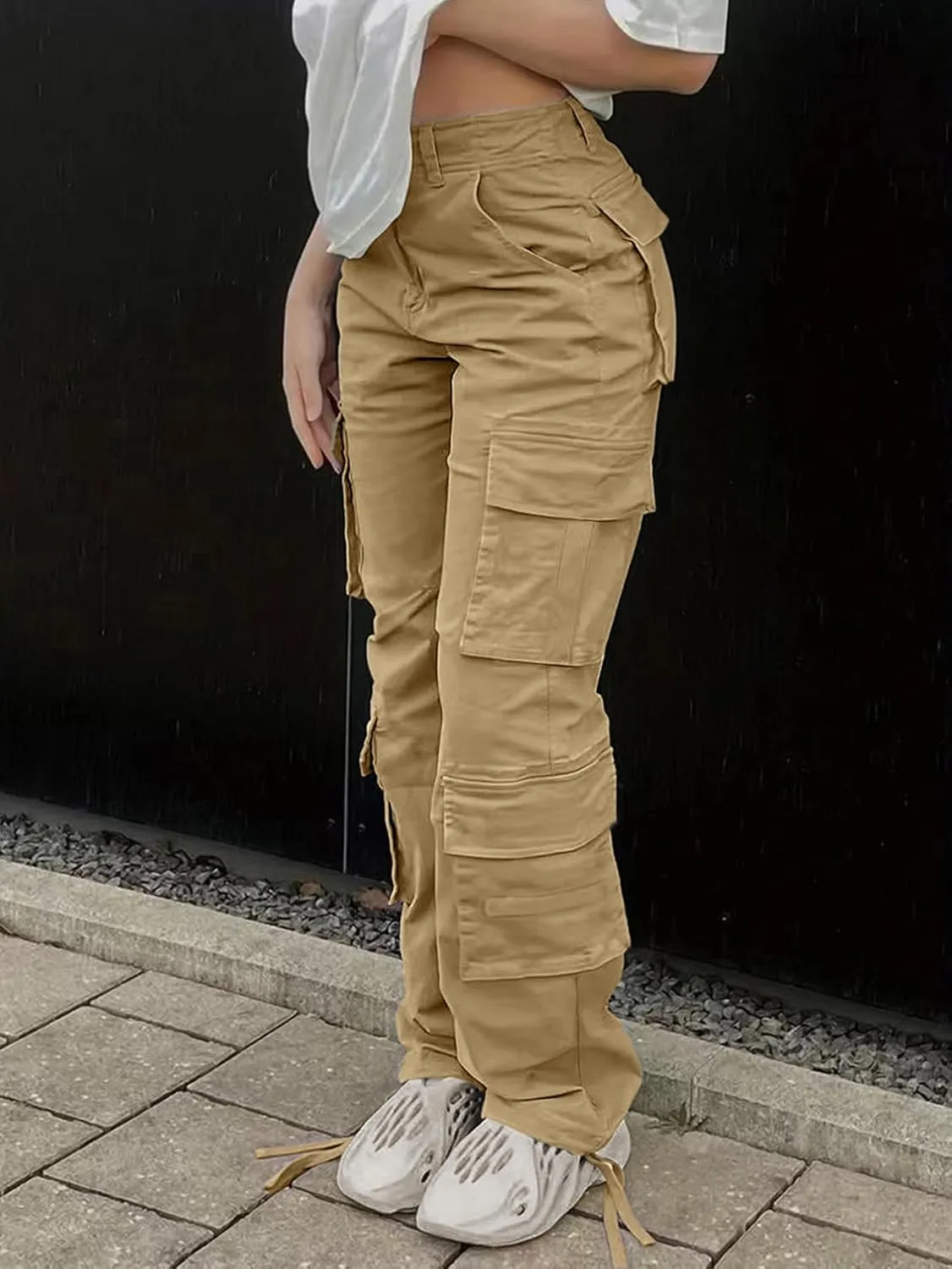 Cargo Pants for Women High Waisted Casual Pants Baggy Y2k Straight Wide Leg Pants with Pockets Streetwear