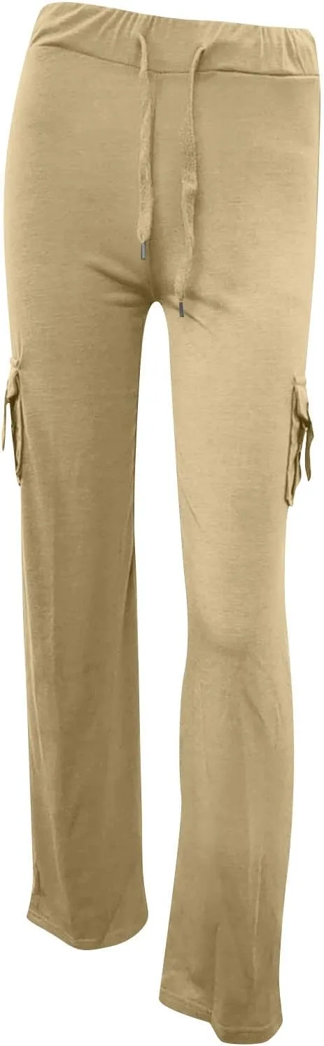 Cargo Pants Women High Waisted Yoga Trouser Pants with Pockets Baggy Wide Leg Cargo Pant Casual Bootcut Leggings
