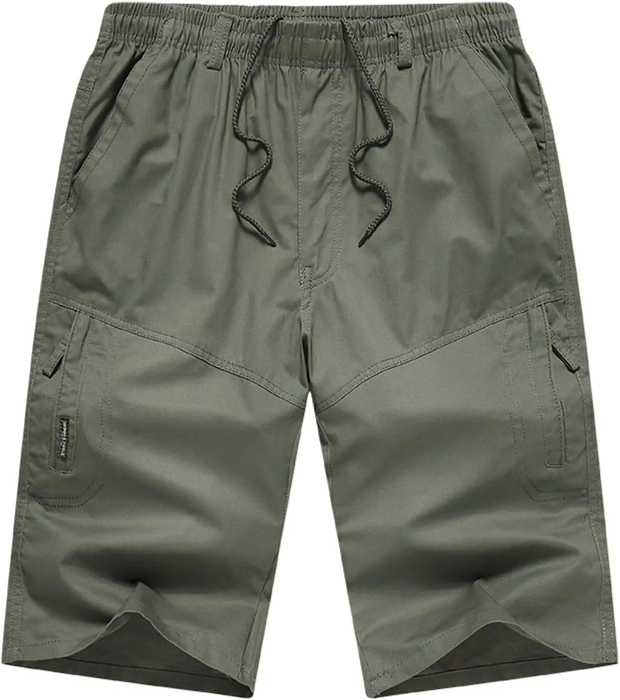 Cargo Shorts for Men Classic Fit Drawstring Cotton Shorts Solid Athletic Shorts Casual Outdoor Work Golf Shorts