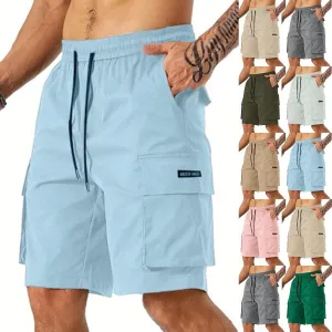 Cargo Shorts for Men Stretch Drawstring Baggy Work Pants Summer Multi Pockets Classic Outdoor Relaxed Hiking Shorts