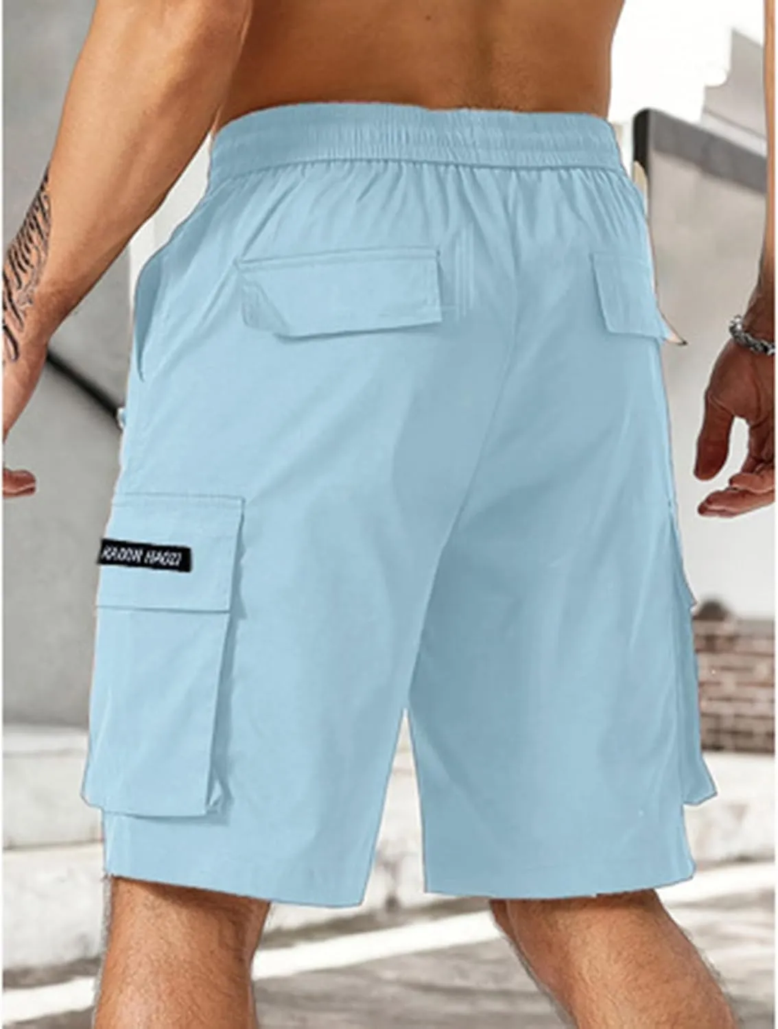 Cargo Shorts for Men Stretch Drawstring Baggy Work Pants Summer Multi Pockets Classic Outdoor Relaxed Hiking Shorts