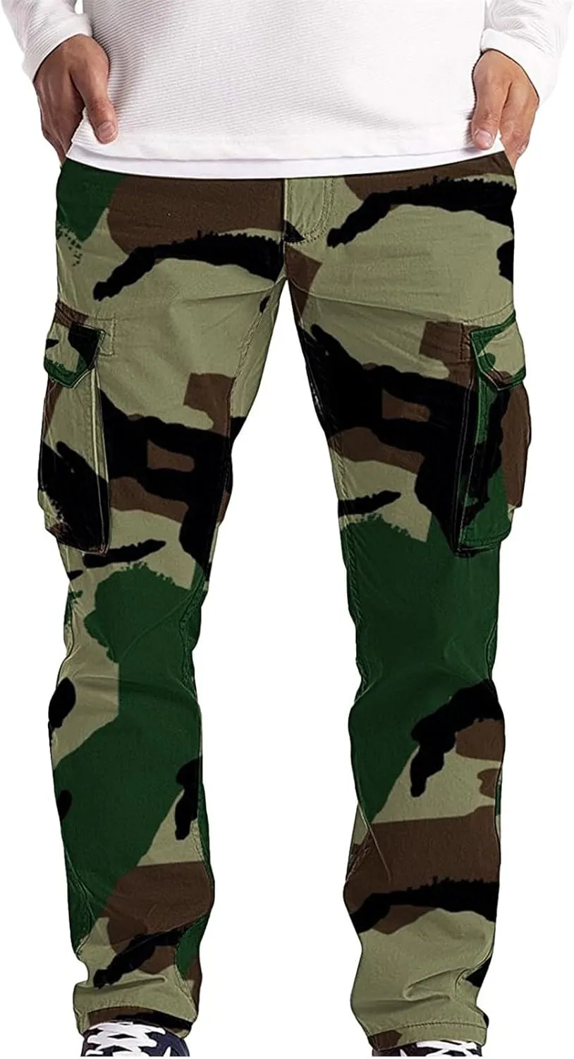 Casual Camo Cargo Pants Men Work Military Tactical Pants Lightweight Camo Tactical Combat Trousers with Multi Pocket