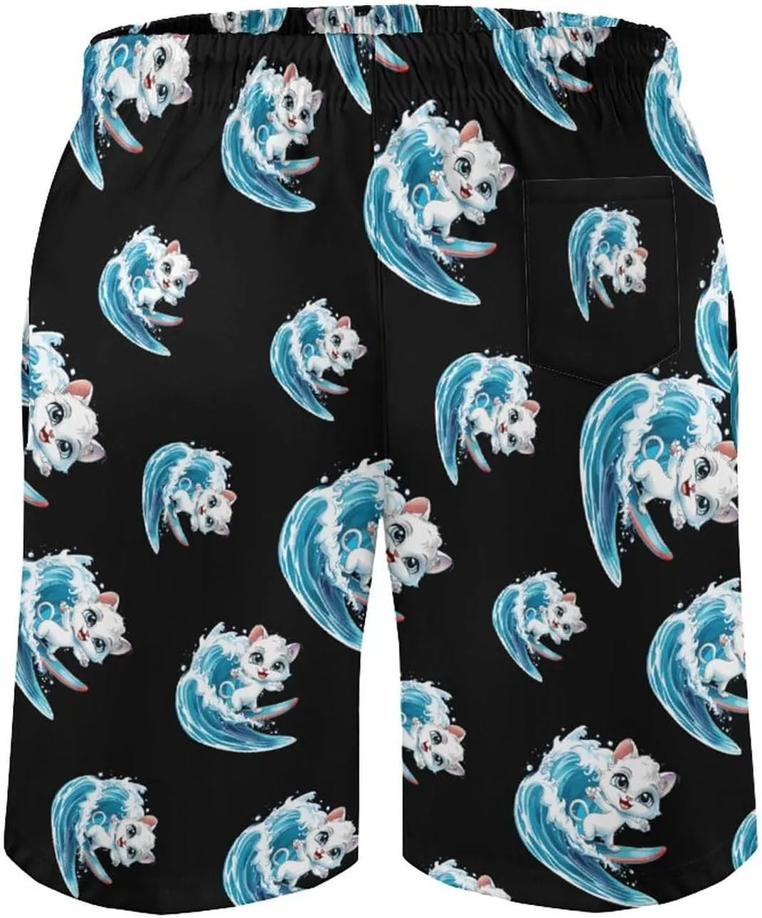 Cat Surfing Men's Swim Trunks Quick Dry Board Shorts Breathable Summer Beach Shorts Bathing Suits