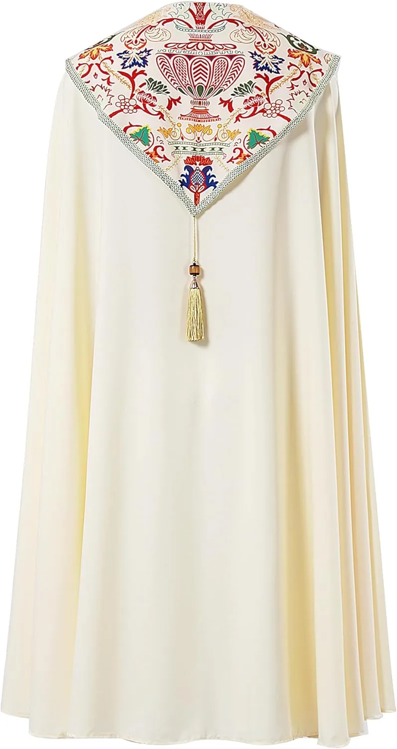 Catholic Clergy Chasuble with Tassel Pendant, Unisex Church Priest Vestments Celebrant Cope Mass Robe, 4 Colors