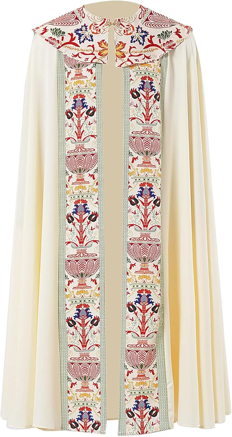 Catholic Clergy Chasuble with Tassel Pendant, Unisex Church Priest Vestments Celebrant Cope Mass Robe, 4 Colors