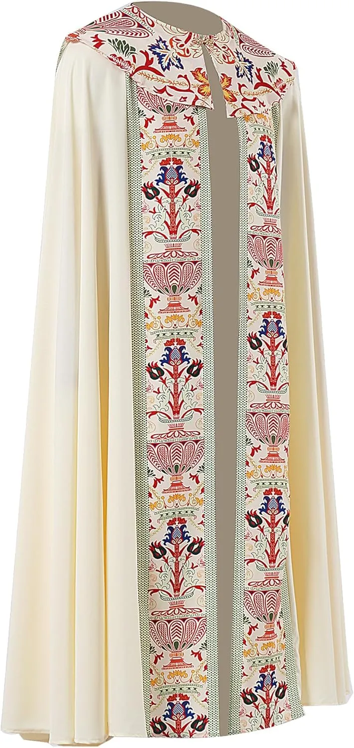 Catholic Clergy Chasuble with Tassel Pendant, Unisex Church Priest Vestments Celebrant Cope Mass Robe, 4 Colors