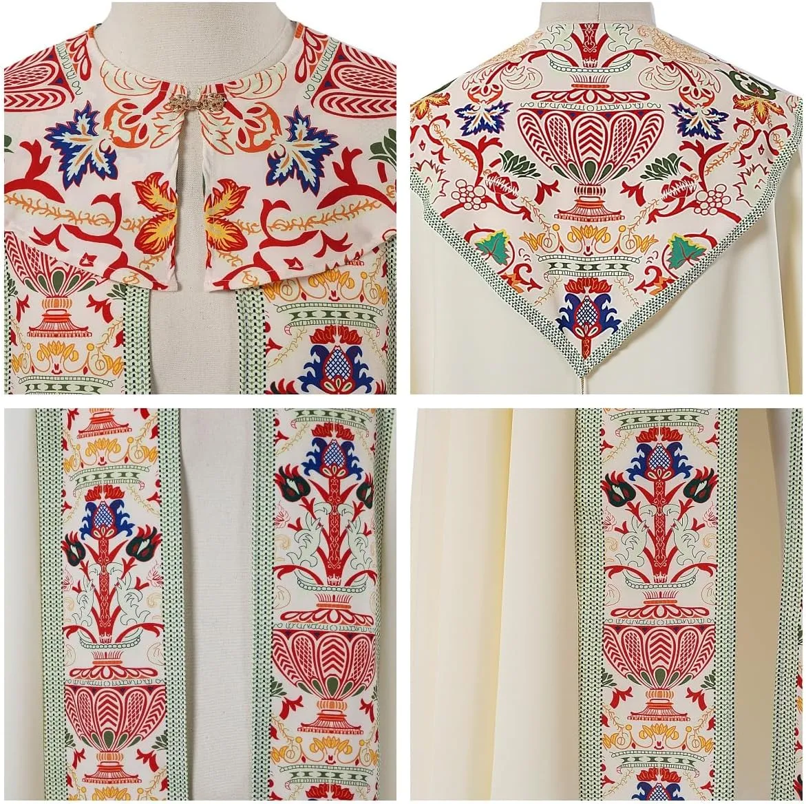 Catholic Clergy Chasuble with Tassel Pendant, Unisex Church Priest Vestments Celebrant Cope Mass Robe, 4 Colors