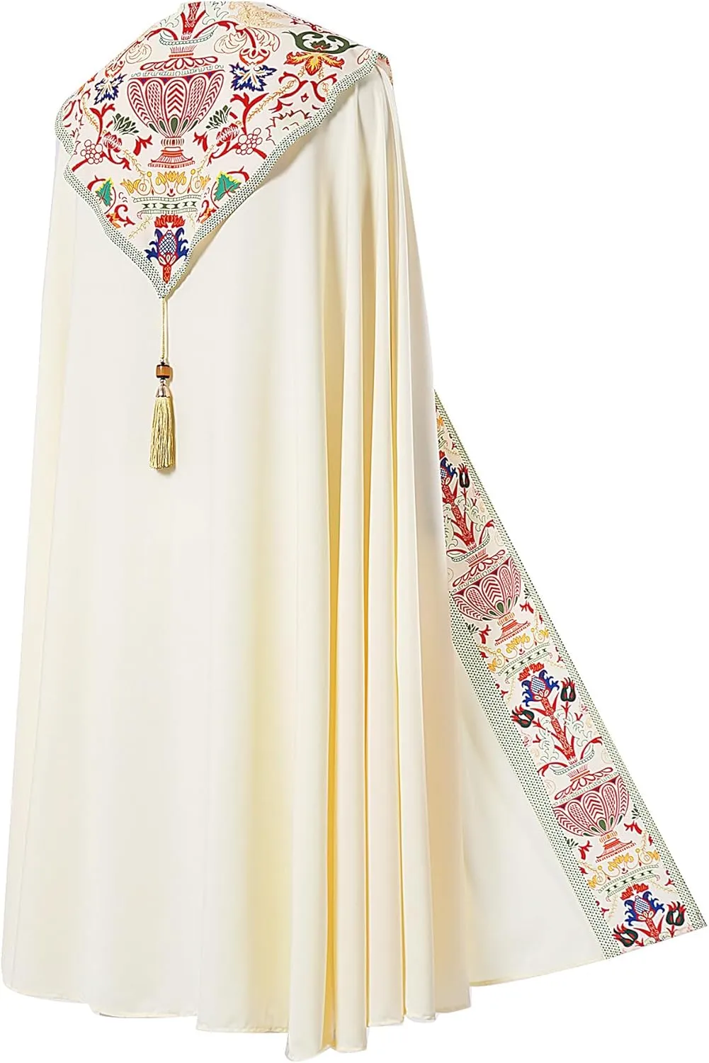 Catholic Clergy Chasuble with Tassel Pendant, Unisex Church Priest Vestments Celebrant Cope Mass Robe, 4 Colors