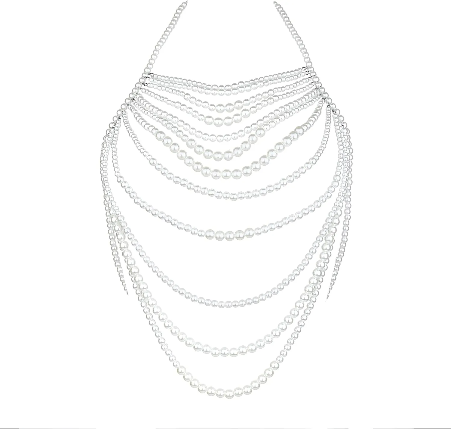CCbodily Pearl Body Chain Bra - Fashion Shoulder Necklaces Bra Chain Body Jewelry