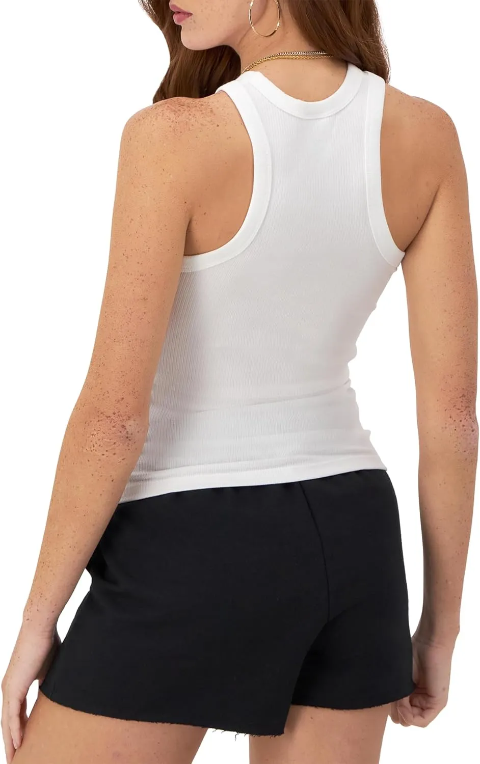 Champion Women's Tank Top, Ribbed High Neck Tank Top, Fitted Sleeveless Top for Women
