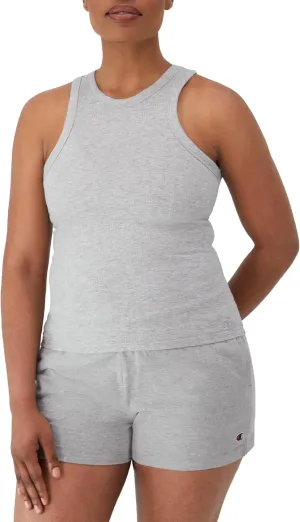Champion Women's Tank Top, Ribbed High Neck Tank Top, Fitted Sleeveless Top for Women