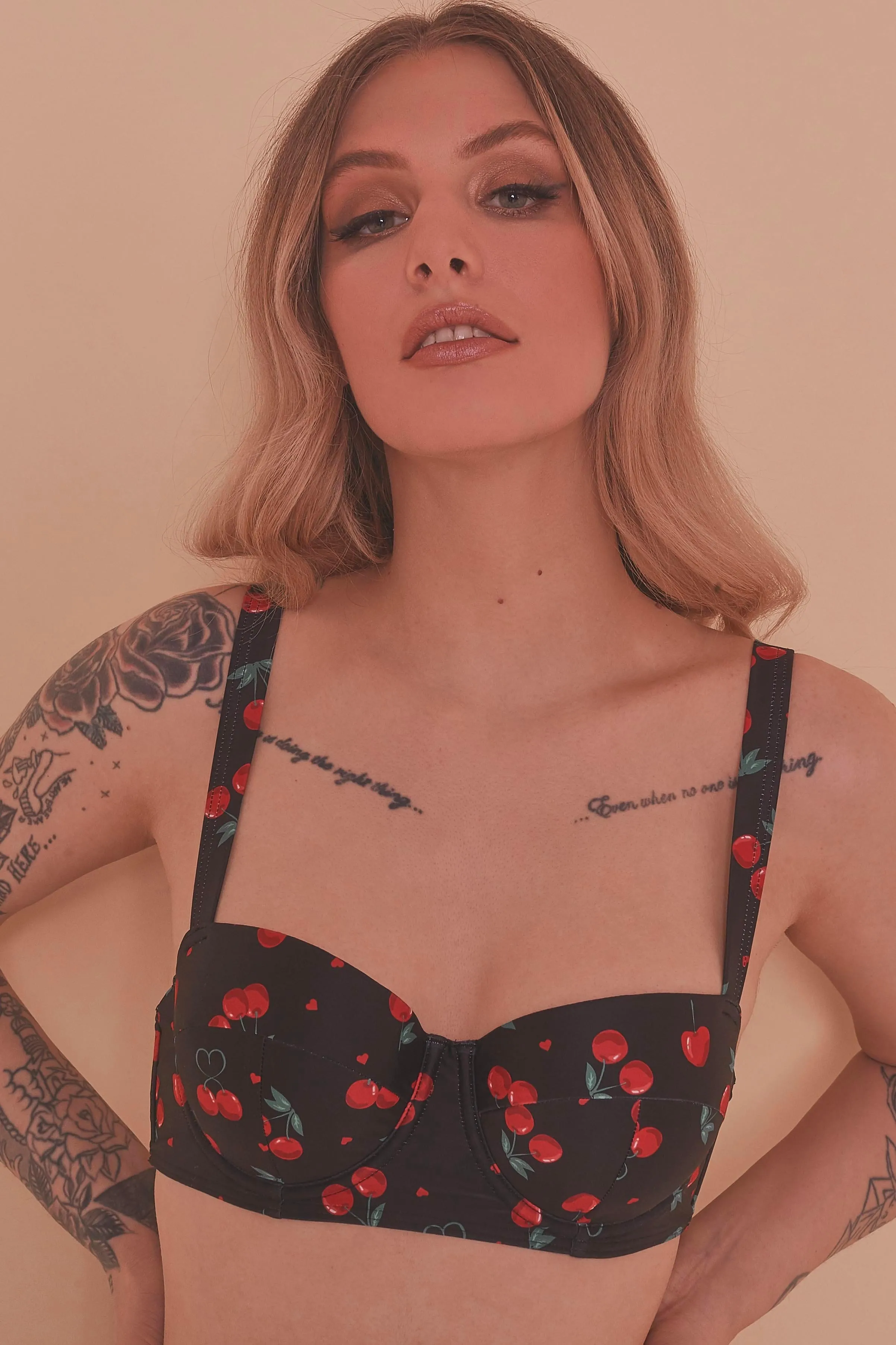 Cherry Love Balcony Bikini Top