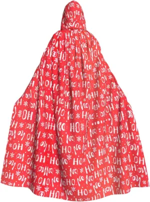 Christmas Background Print Halloween Hooded Cloak Hooded Cape Adult Halloween Costume Cosplay Witch Cloak with Extra Comfort Black