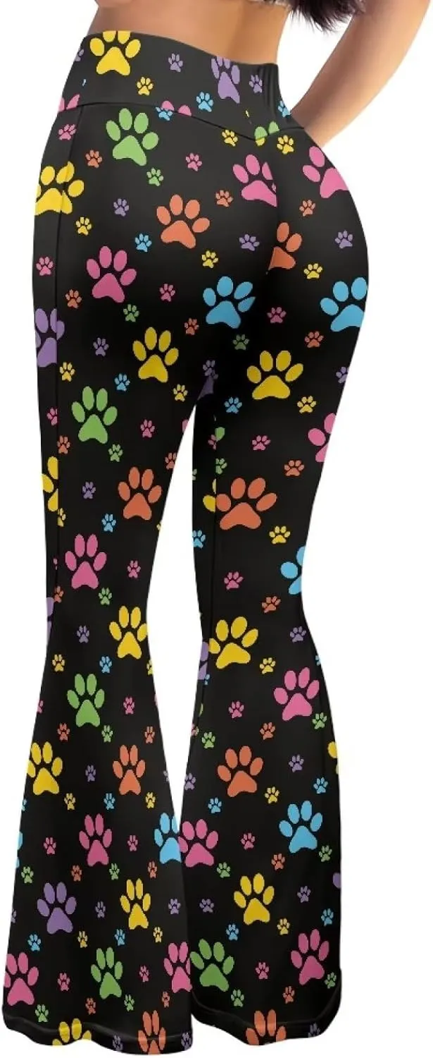 Christmas Flare Yoga Pants for Women High Waist Tummy Control Yoga Leggings Bootcut Workout PantS-2Xl