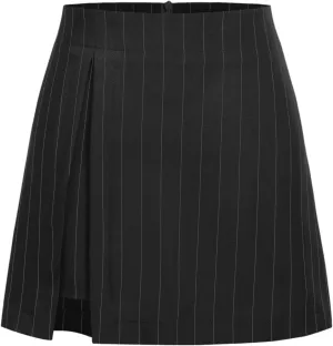 CIDER Skirts for Women Pinstripe Mini Skirt High Waist Slit Short Skirt Casual Office Bodycon Pencil Skirts