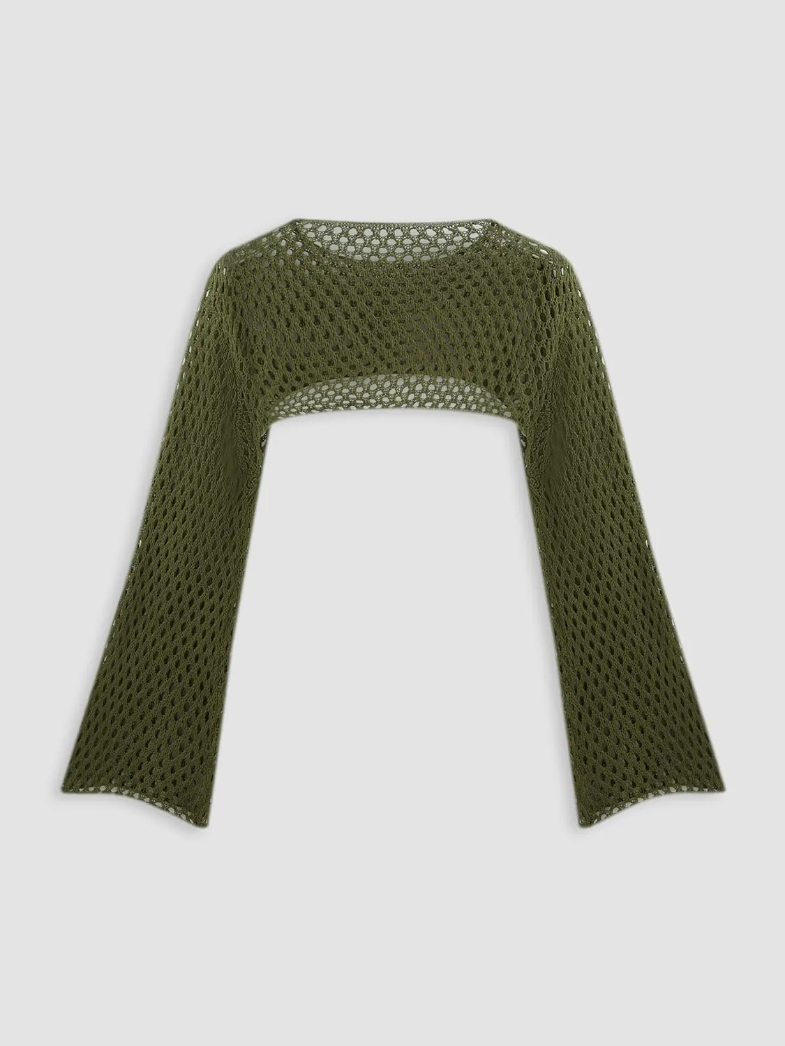 CIDER Womens Shrugs Mesh Crop Tops Bolero Hollow Out Long Sleeve Crochet Sweater Bolero