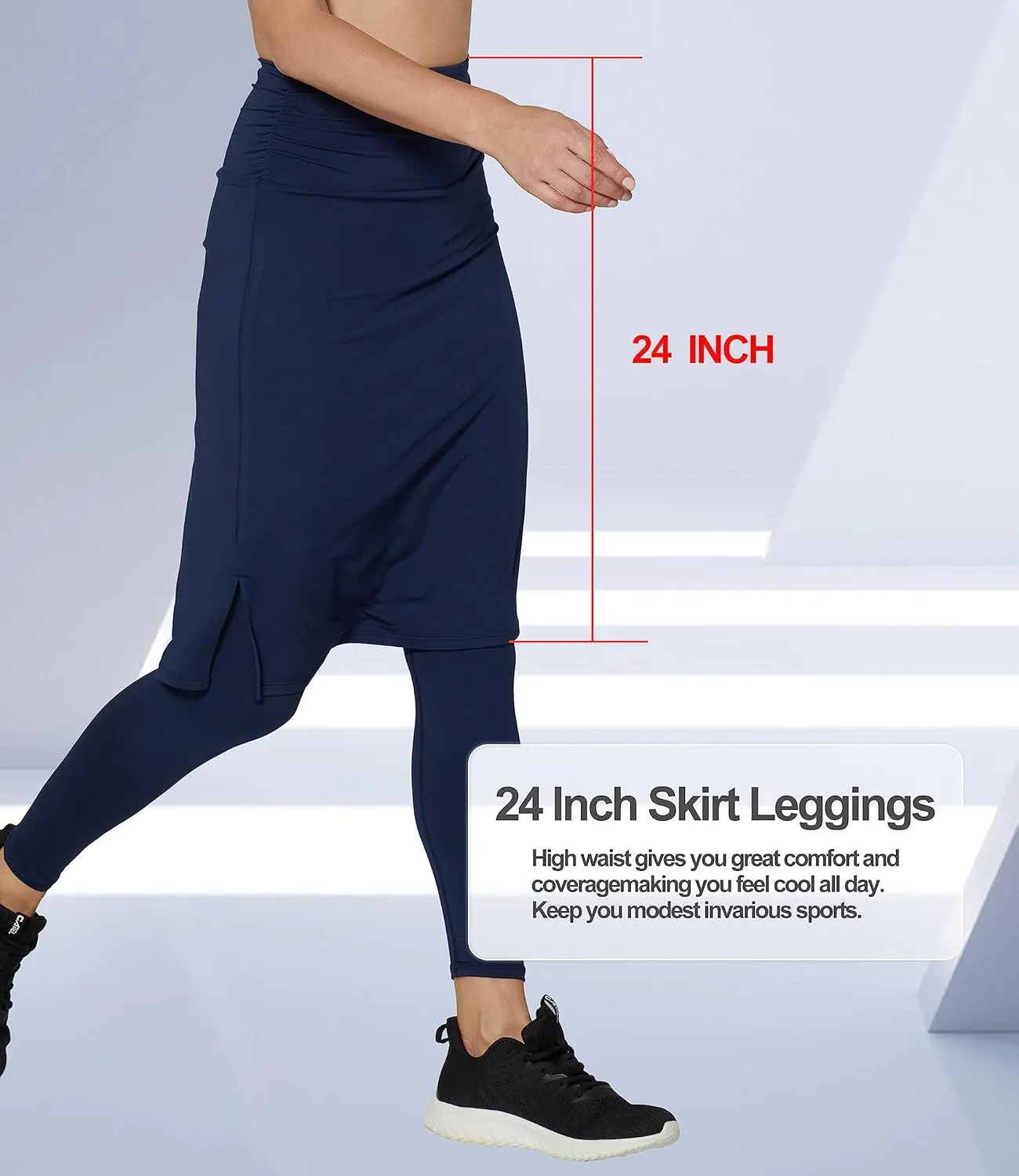 Cityoung Skirted Leggings for Women Dressy Skirt with Leggings Attached Workout Modest Swim Skirts with Capri with Pockets