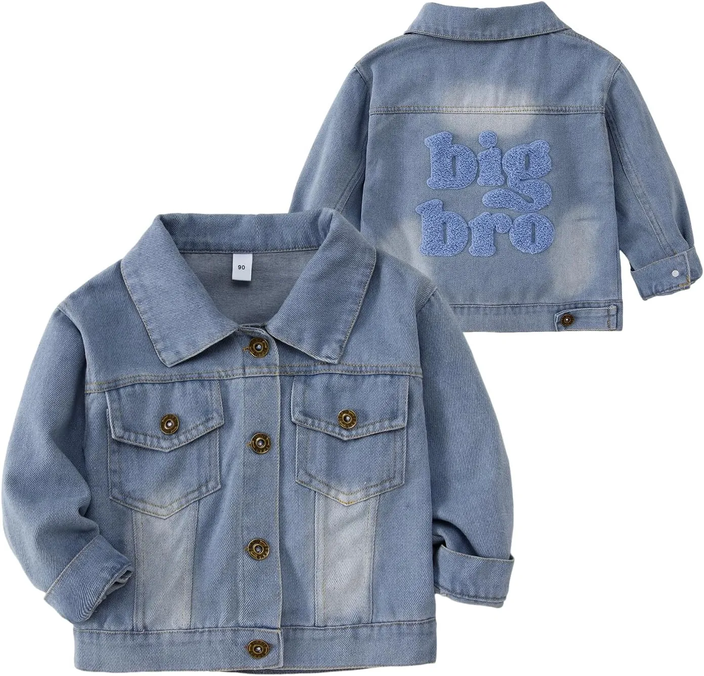 CM C&M WODRO Toddler Boys Girls Denim Jacket Big Brother Sister Embroidery Kids Jeans Jacket Top Button Down Coat Outerwear
