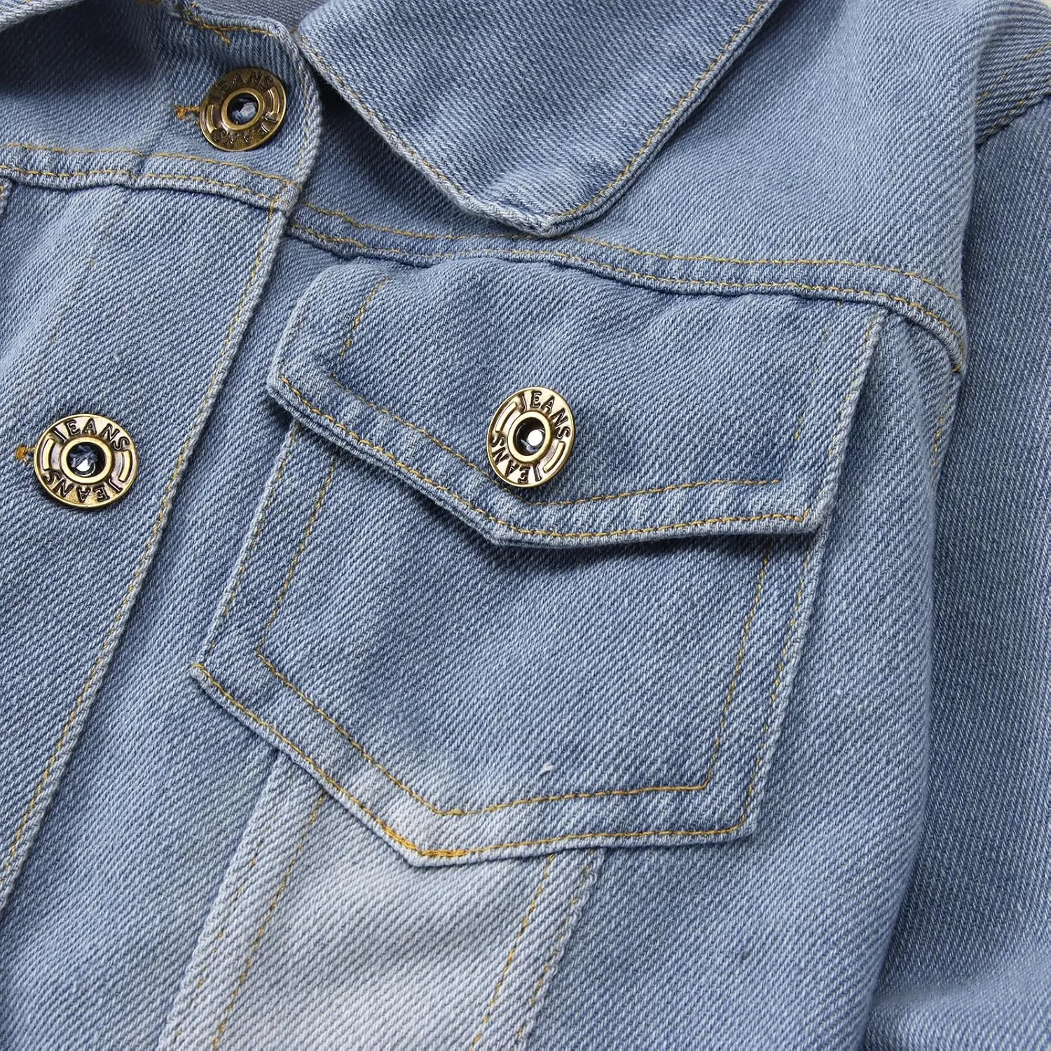 CM C&M WODRO Toddler Boys Girls Denim Jacket Big Brother Sister Embroidery Kids Jeans Jacket Top Button Down Coat Outerwear