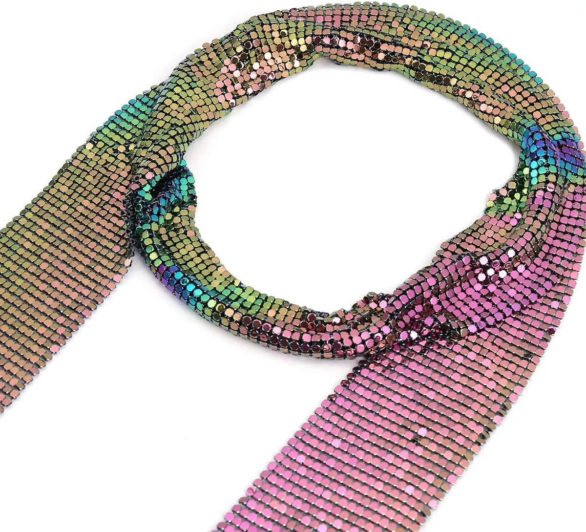 COLORFUL BLING Women Glitter Sparkle Punk Sequins Neck Tie Necklace Thin Skinny Tie Shiny Chain Choker Shawls Party Jewelry