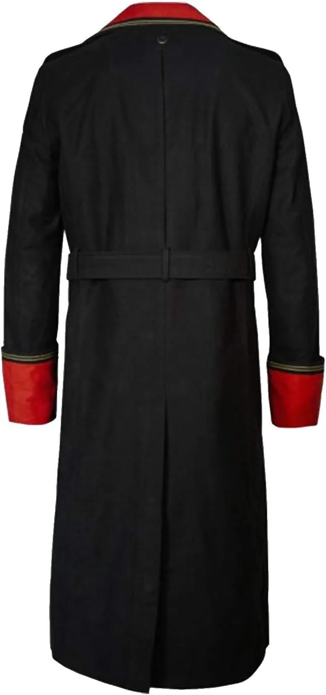 Commissar 40K Red Trench Coat Imperial Guard Twill Cotton Black Jacket