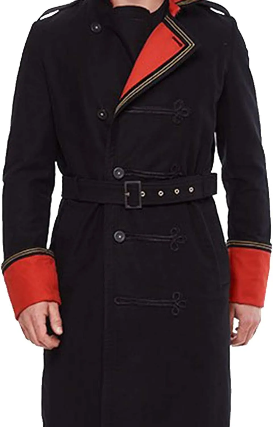Commissar 40K Red Trench Coat Imperial Guard Twill Cotton Black Jacket